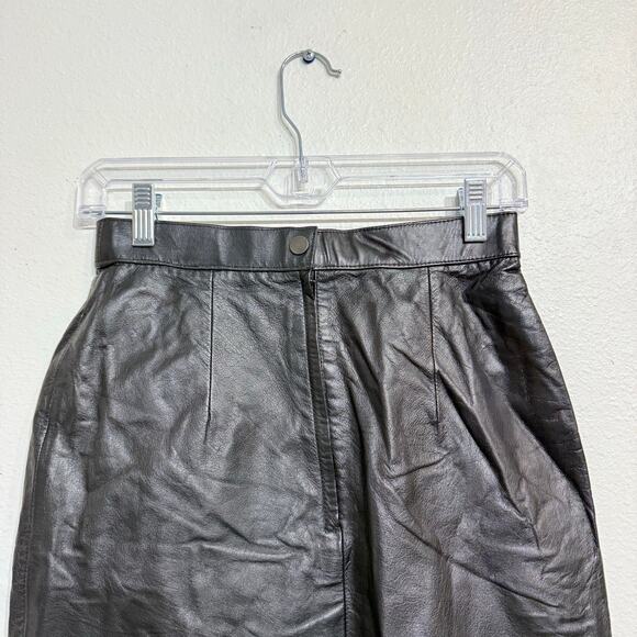 Pelle Club Black Leather Mini Pencil Skirt Sz 8 - Picture 7 of 11